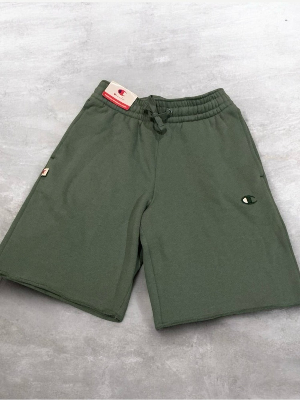 Champion Olive Fleece Drawstring Shorts